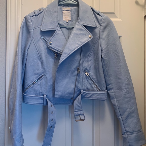 zara blue biker jacket